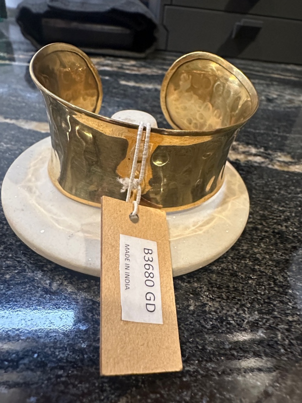 ZAD Hammered Gold-Tone Open Cuff Bracelet